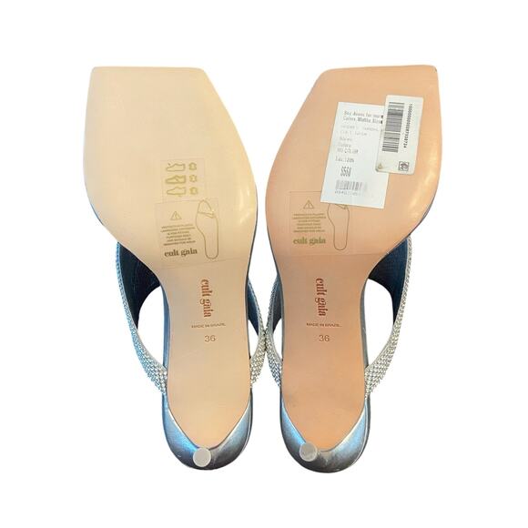 Cult Gaia Audrey Crystal Embellished Sandals Stiletto Heel Square Toe Clear Sz 6 - Picture 10 of 14